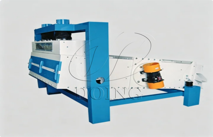 grain bin pre-cleaning vibrating screen unit