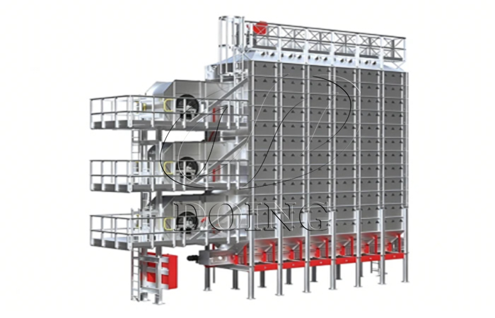 Mixed-flow grain dryer for grain bin drying system