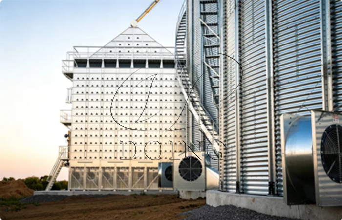 mixed-flow dryer used in grain silo drying process