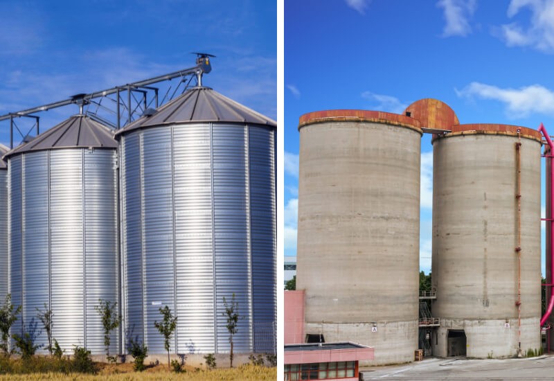 grain bins and steel silos